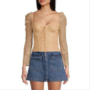 Chelsea & Violet Laura Lace Sweetheart Blouse Top Size 10 Long Sleeve Fitted NEW